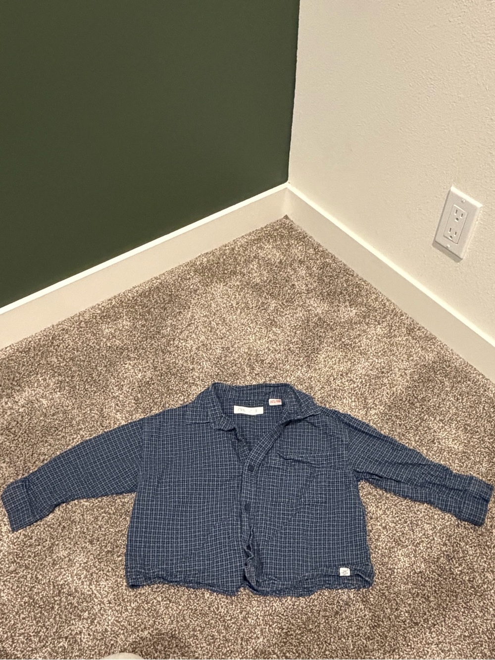 Zara Navy Blue Checked Button-Down Kids Shirt